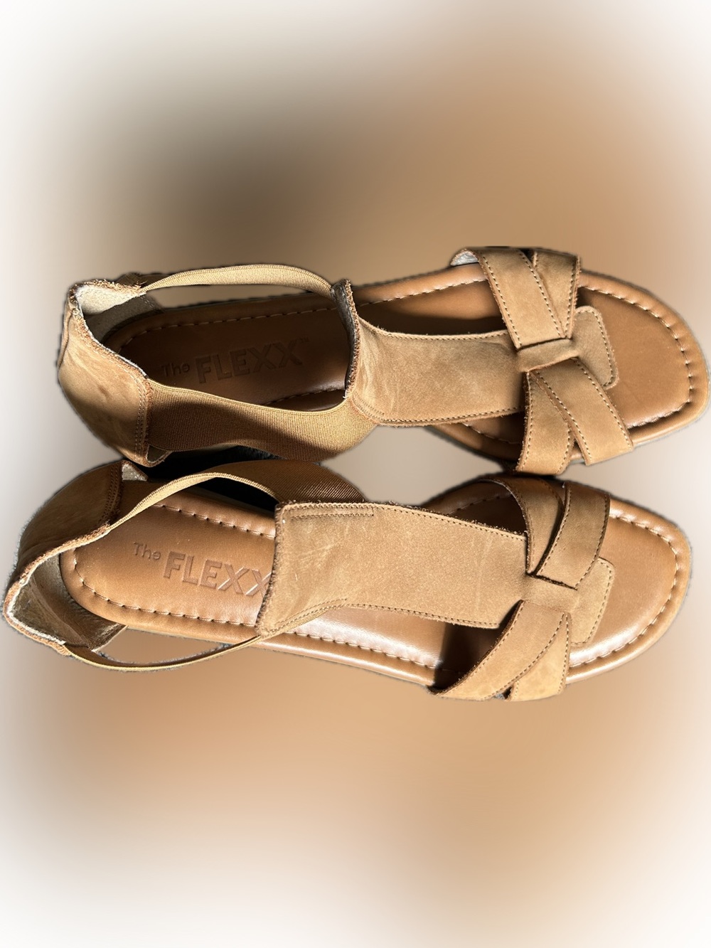 THE FLEXX Tan Suede T-Strap Sandals - Picture 6 of 8
